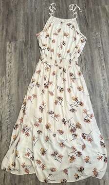 Maurices Floral Halter Neck Smocked Waist Maxi Dress